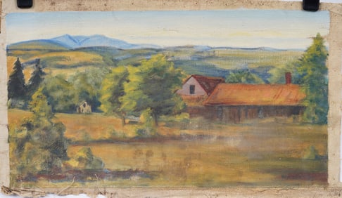 Vintage American Impressionist Signed Landscape Original Oil Painting