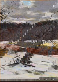 Bernard Corey (1914 - 2000) Vintage American Impressionist Winter Landscape Signed Oil Painting