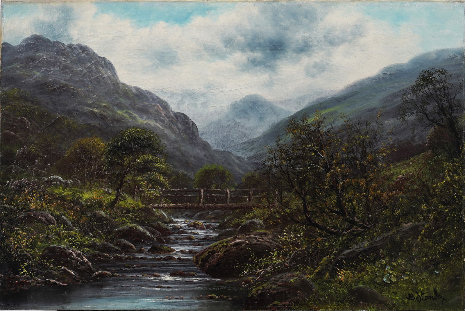 Antique European Signed Impressionist River Valley Landscape Oil Painting (1 of 7)