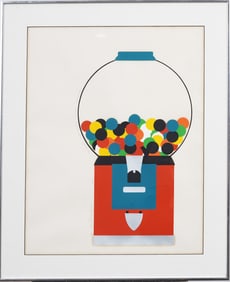 Lee R Lerfald Signed 1973 Limited Edition Gumball Print Framed Modernist Pop Art Print