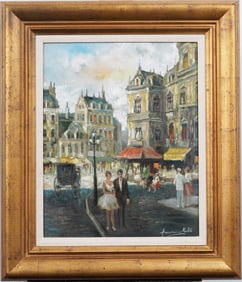Americo Makk (1927 - 2015) Vintage American Impressionist Street Scene Signed Oil Painting