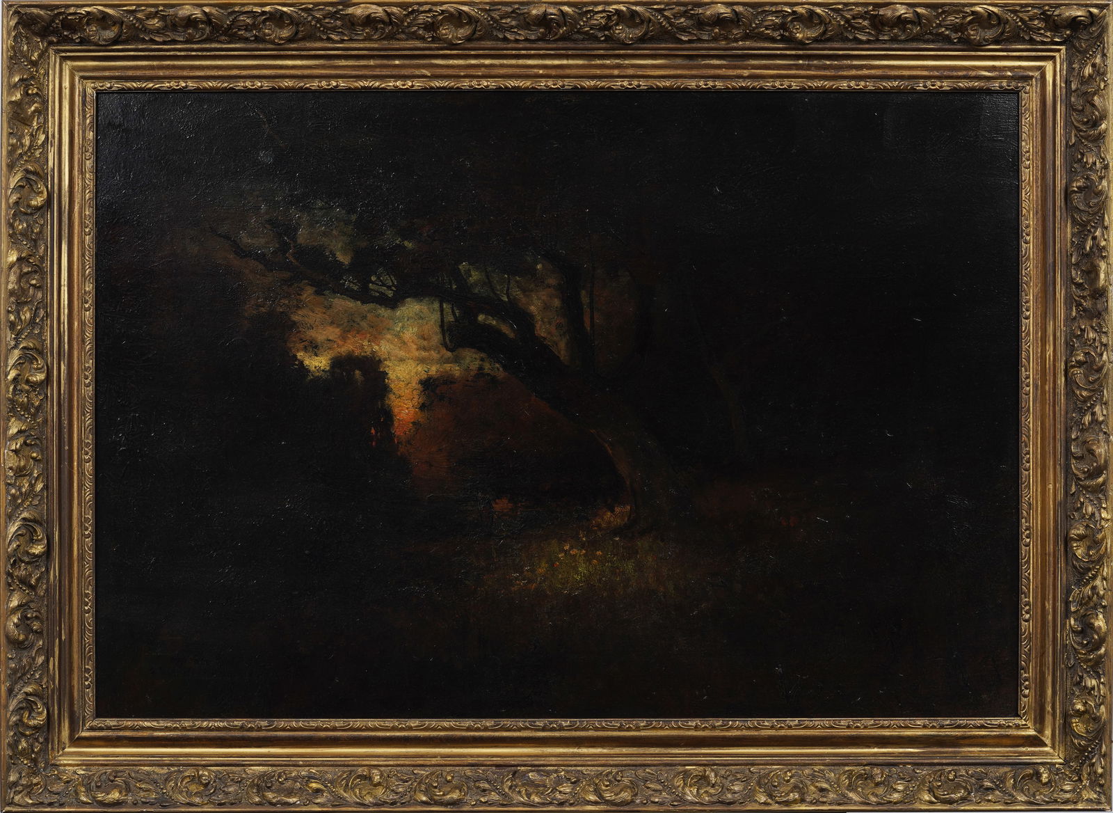 George William Whitaker (1841 - 1916) "Sunset in Forest" Antique American Landscape Oil Painting (1 of 8)