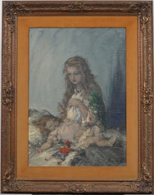 Aurel Naray (1883-1948) Antique Hungarian Impressionist Framed Portrait Oil Painting