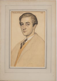 Antique American School Modernist Male Portrait Super Realist Trompe L'Oeil 1925 Portrait