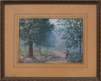 Antique Canadian Forest Landscape Signed Framed Original Impressionist Paintijng