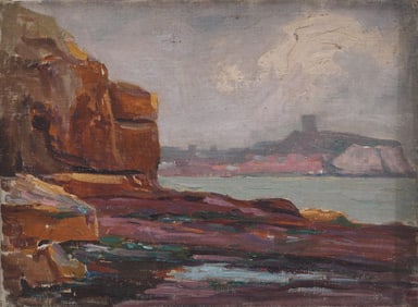 Scarborough Maine Antique 1922 Signed American Impressionist Coastal Oil Painting