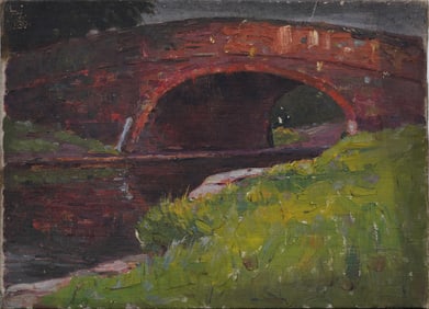 Antique American Impressionist 1922 Signed Landscape Oil Painting