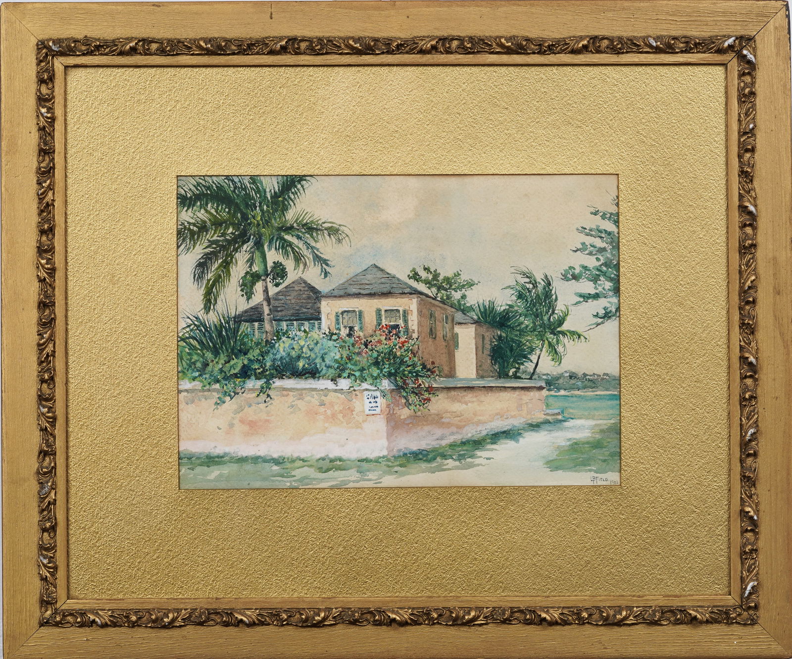 Louise Blodgett Field (B.1840)  Antique American Impressionist Tropical Palm Tree Landscape Painting (1 of 9)