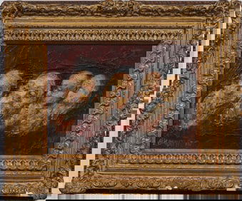 Vintage American Jewish Rabbi Portrait Signed Framed Modernist Oil Painting