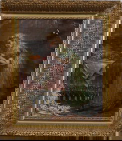 Antique American Impressionist Framed Young Girl Portrait Signed Sewell Oil Painting