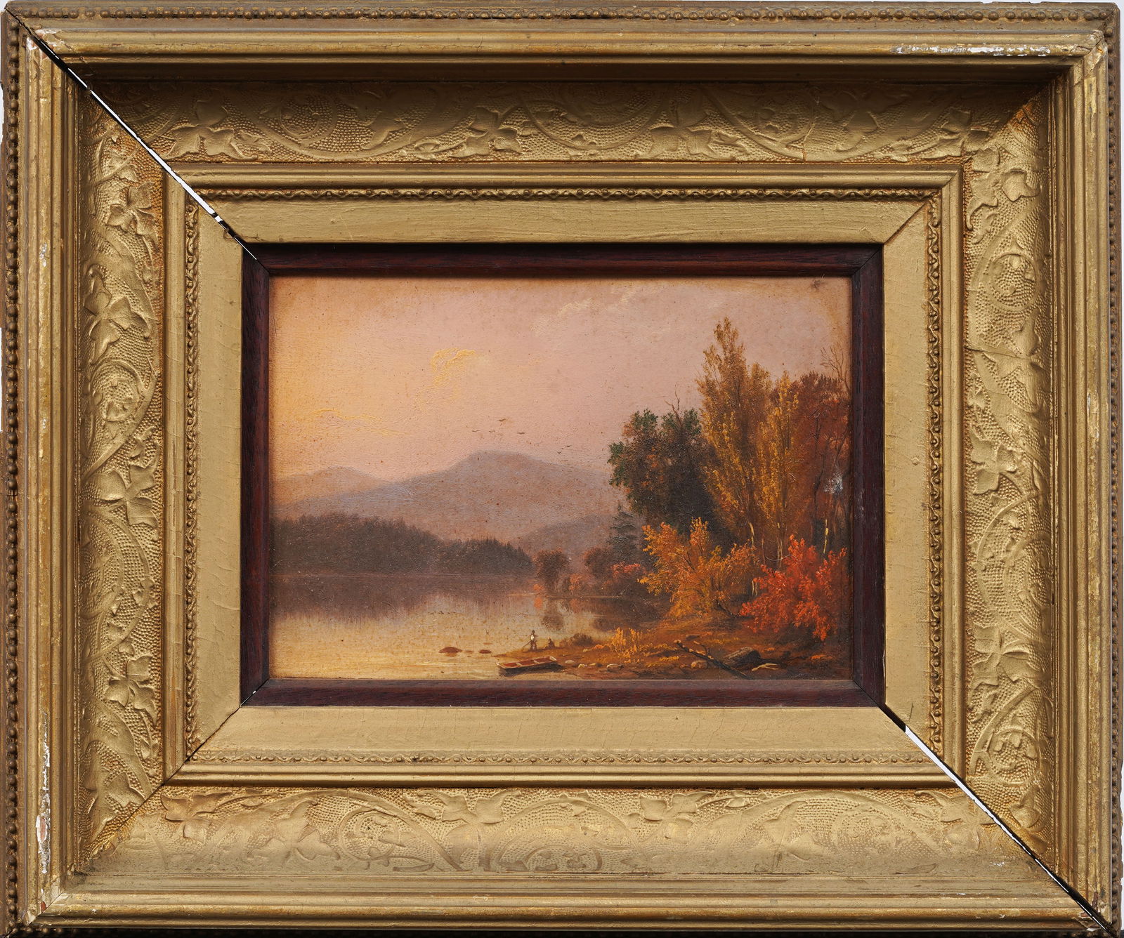 Antique American Luminous Hudson River School Landscape Framed Oil Painting (1 of 8)
