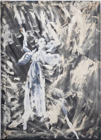 Large Vintage American School Modernist Abstract Dancers Portrait Original Oil Painting