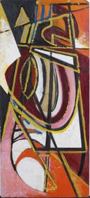 Vintage American Modernist Mid Century Cubist Abstract Original Oil Painting