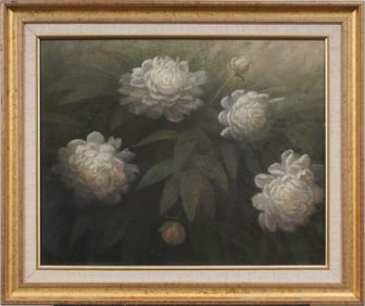 Vintage American Impressionist Flower Still Life Framed Original Oil Painting