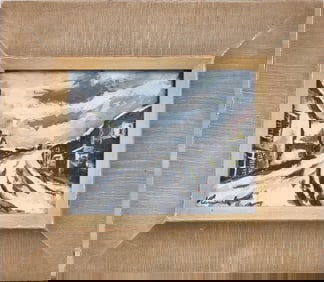 ATTRIBUTED Maurice de Vlaminck (1876 - 1958) Signed Vintage French Modernist Winter Scene Painting