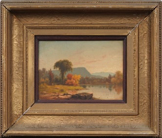 William Ruthven Wheeler (1832-1894) Luminous Hudson River School Landscape Framed Oil Painting