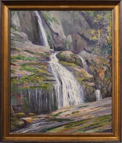Eliot Candee Clark (1883 - 1980) Vintage American Impressionist Waterfall Landscape Oil Painting