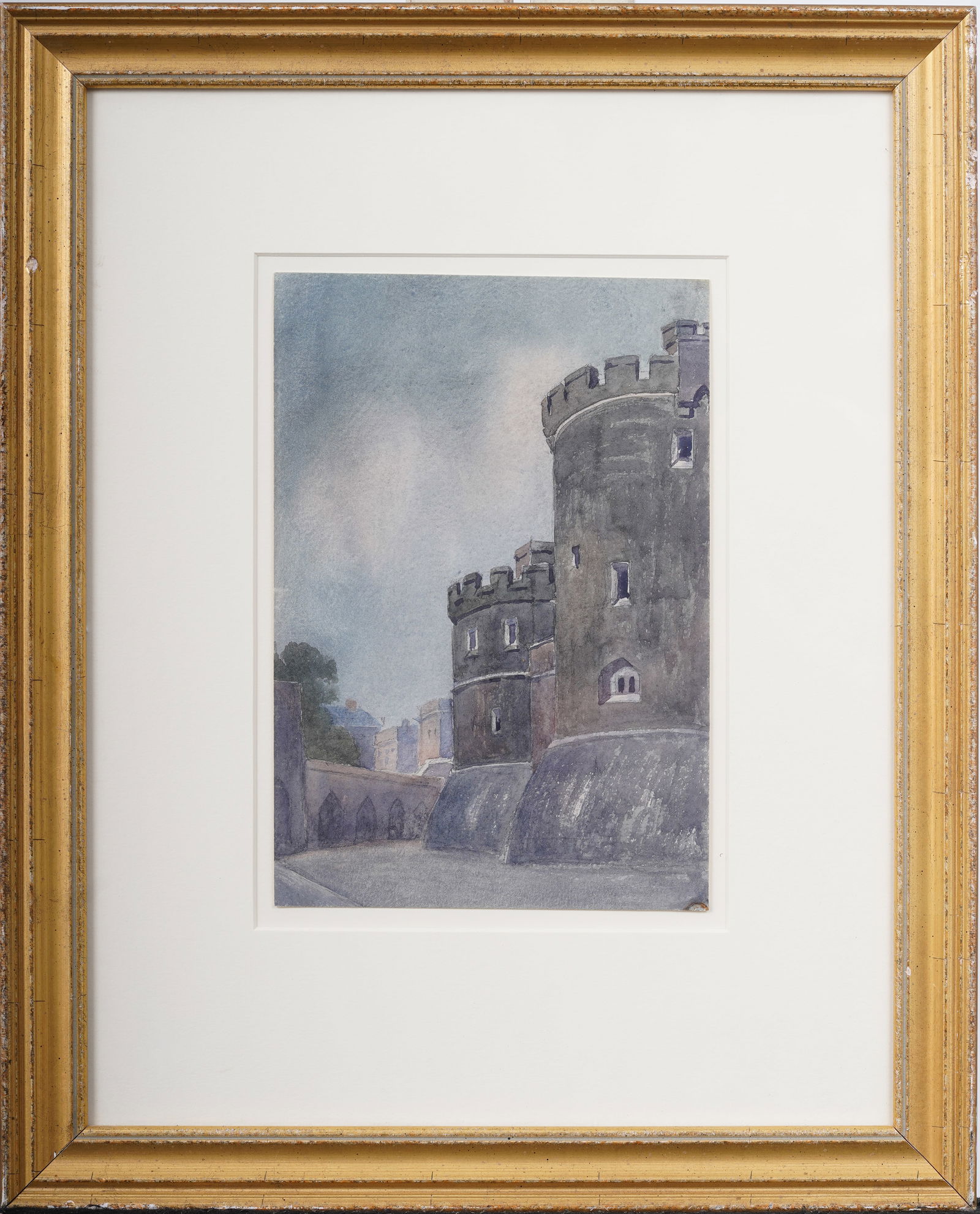 Vintage European Impressionist Village Landscape Framed Painting: Vintage European village painting. Watercolor on paper. Framed. Measuring: 14 by 18 inches overall, and 6.5 by 9 painting alone. Please see all images for condition. Size is measured and written on th