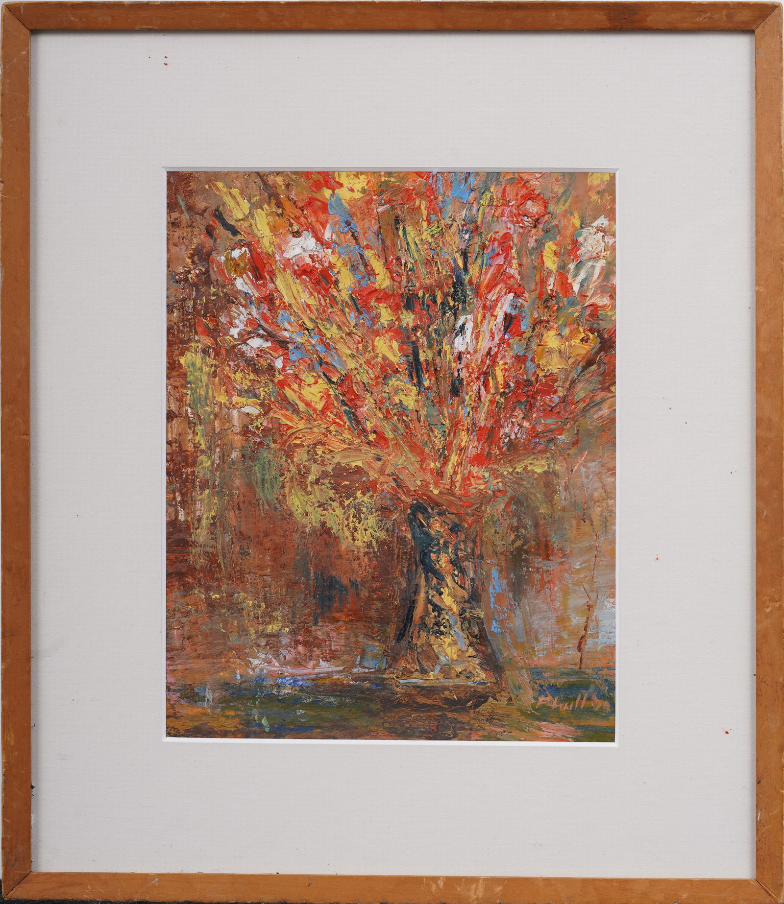 Vintage American Modernist Framed Abstract Landscape Signed Original Oil Painting (1 of 5)