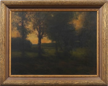 Paul Cornoyer (1864-1923) American Impressionist Large Sunset Landscape Framed Oil Painting