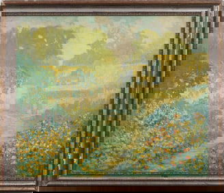 Evangeline Fowler (1852 - 1934) American FemaIe Impressionist Flower Texas Landscape Signed 1927