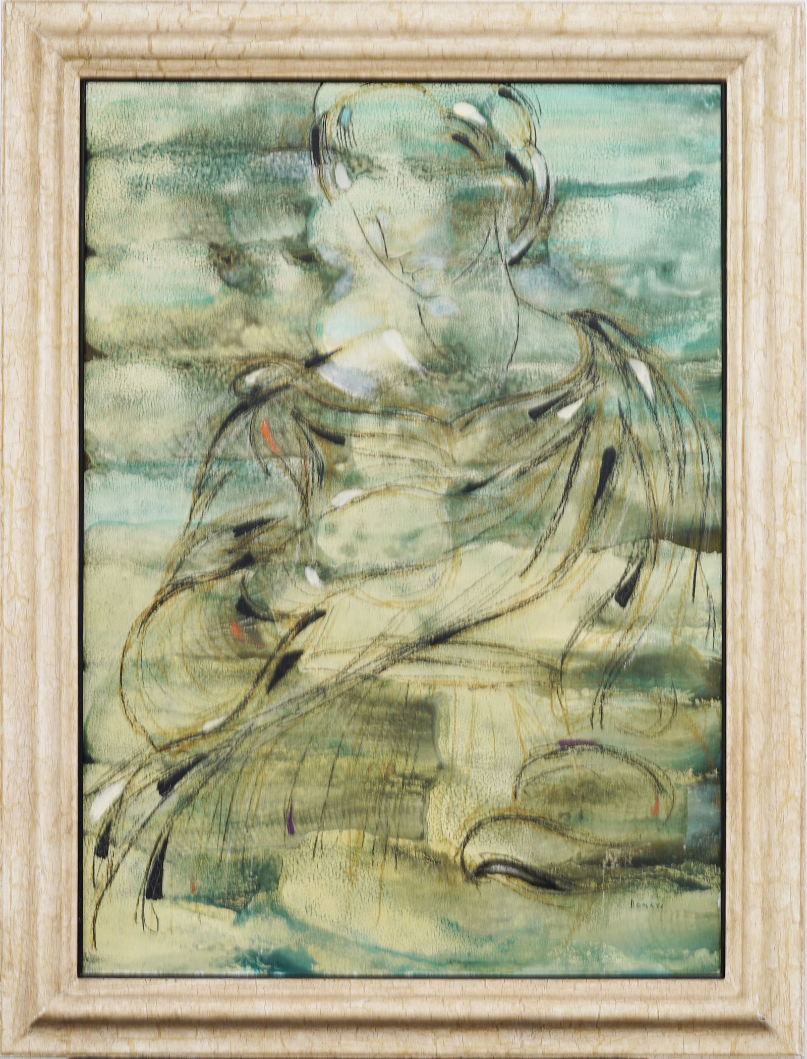 Lazzaro Donati (1926-1977) Vintage Italian Modernist Woman Portrait Framed Signed Oil Painting (1 of 8)