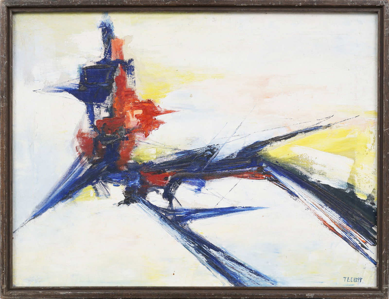 Vintage American Modernist Signed Abstract Expressionist Framed Oil Painting (1 of 6)