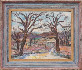 Vintage American School Signed "Seide" Modernist Framed Landscape Fauvist Oil Painting