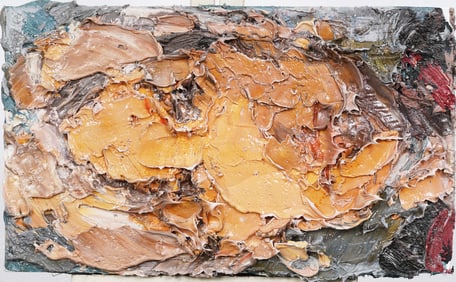 Vintage American Modernist Thick Impasto Abstract Oil Painting