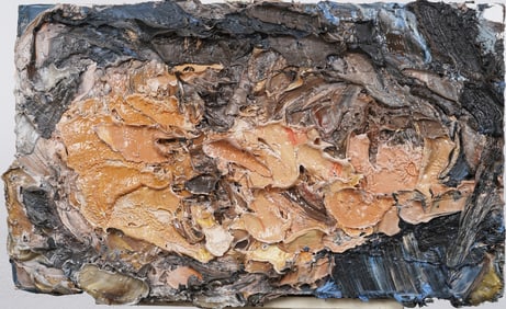 Vintage American Modernist Thick Impasto Abstract Oil Painting