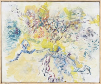 Vintage American School Abstract Expressionist Framed Modernist Oil Painting