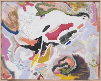 Vintage American School Abstract Expressionist Framed Modernist Oil Painting