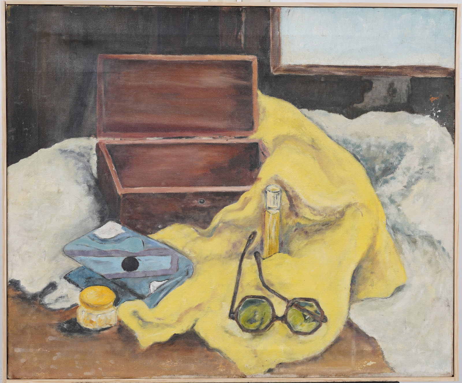 Vintage American Modernist Interior Scene Framed Still Life Oil Painting (1 of 5)