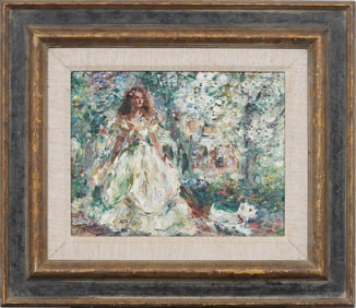 Paul Williams (1934-2013) Vintage American Impressionist Landscape Dog Portrait Oil Painting