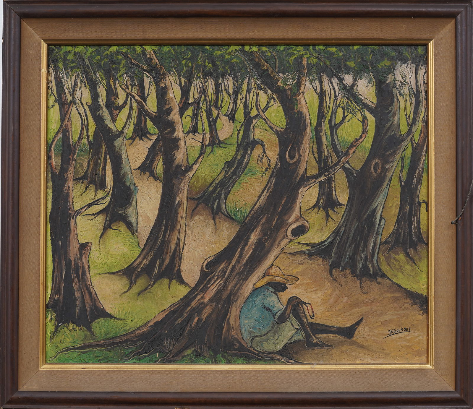 Jacques-Enguerrand Gourgue (1930 - 1996) Vintage Haitian Modernist Signed Landscape Oil Painting (1 of 8)