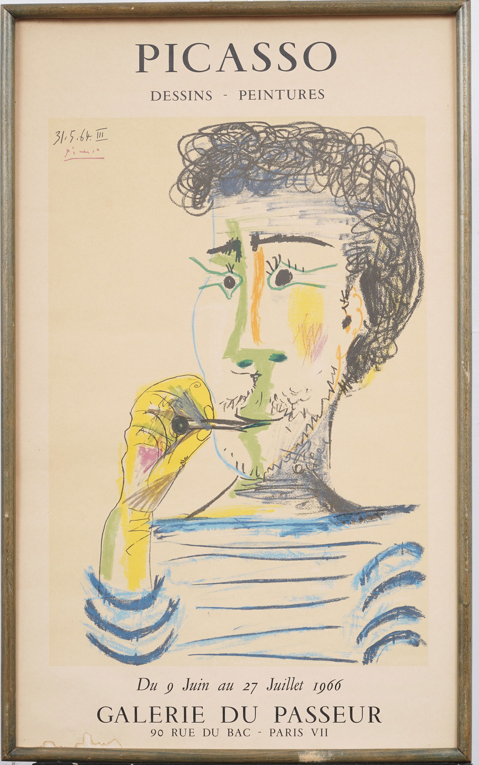 Vintage Pablo Picasso Paris Show Poster Framed Cubist Portrait (1 of 9)