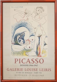 Vintage Pablo Picasso Paris Show Poster Framed Cubist Portrait