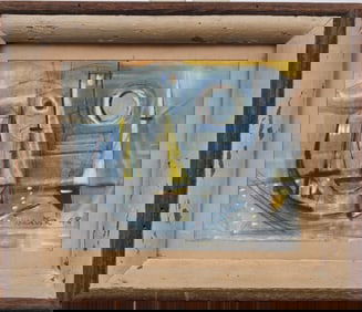 Vintage American Modernist Signed "Weston 48" Cubist Abstract Seascape Painting