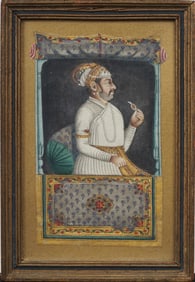 Antique Indian Realist Male Portrait Framed Original Painting Christies Provenance