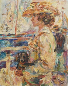 Paul Alan Williams (1934 - 2013) Signed Vintage Connecticut Impressionist Beach Scene Oil Painting