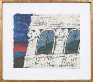 Carol Summers "Casa Marquez" Original Woodblock Print, Signed and Numbered Framed Print