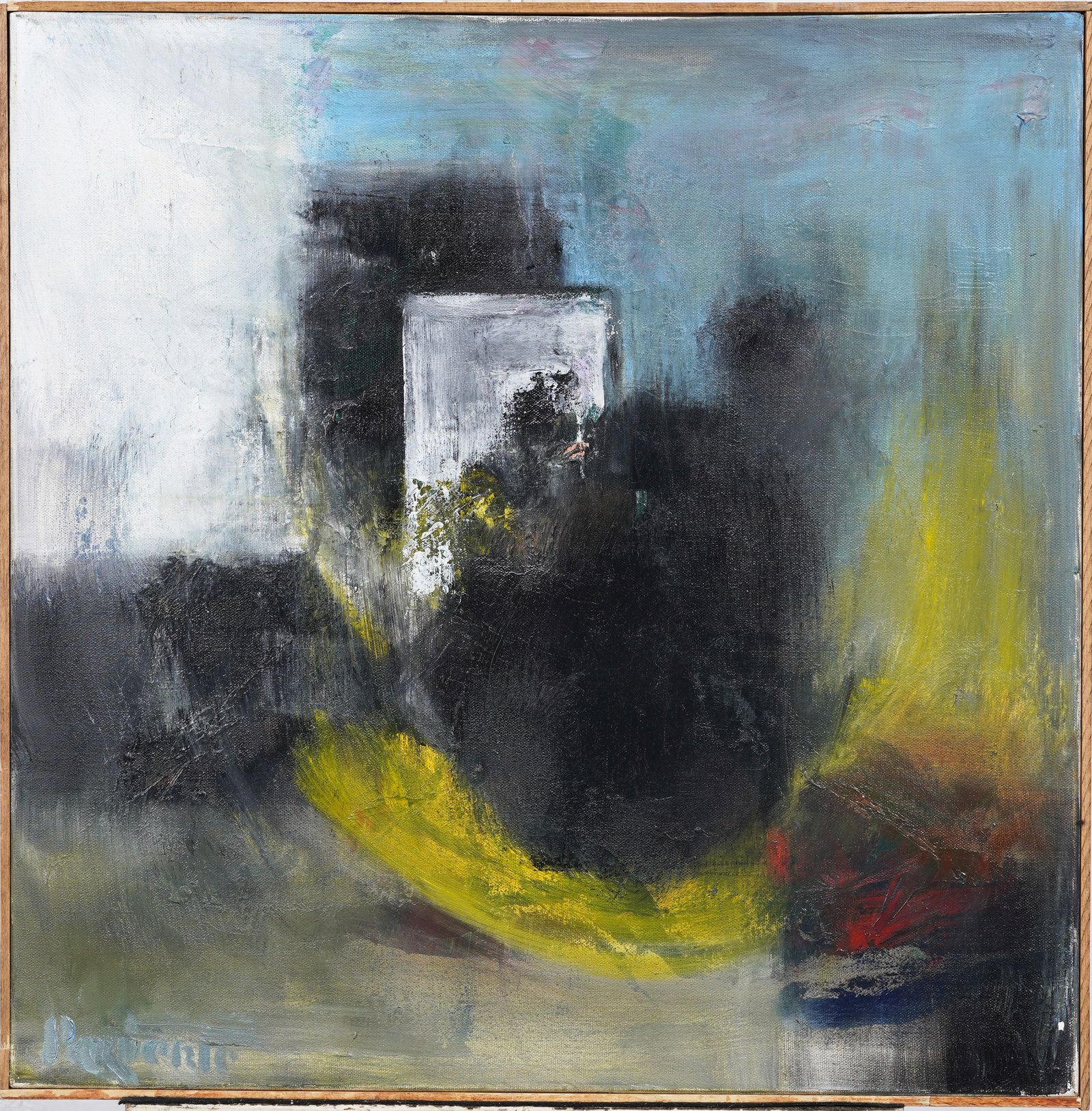 Abraham Pariente (B1962) Israeli American Modernist Abstract Expressionist Framed Oil Painting: Vintage American modernist oil painting. Oil on canvas. Framed. Measuring: 24.5 by 24.5 inches overall, and 24 by 24 painting alone. Please see all images for condition. Size is measured and written o