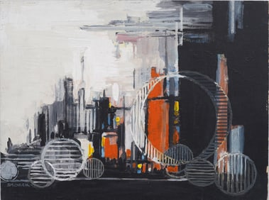 "J. Alvin Storck" Vintage American School Modernist Abstract Expressionist Signed Original Painting