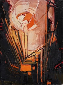 "J. Alvin Storck" Vintage American School Modernist Abstract Expressionist Signed Original Painting