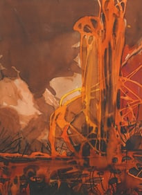 "J. Alvin Storck" Vintage American School Modernist Abstract Landscape Signed Original Painting