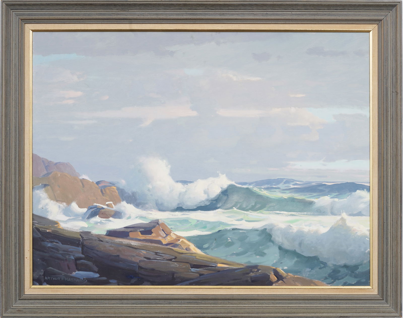 Arthur F Maynard (1920 - 1991) Vintage American Impressionist Framed Signed Large Oil Painting (1 of 8)