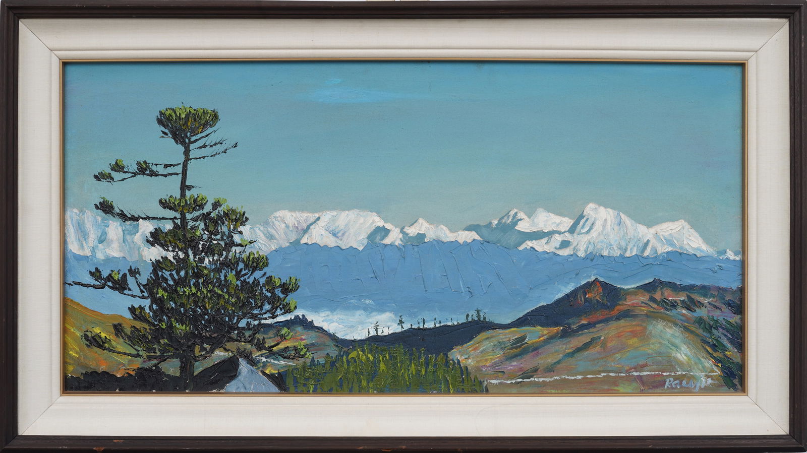 Vintage Impressionist Winter Mountain Signed Framed Landscape Oil Painting (1 of 7)