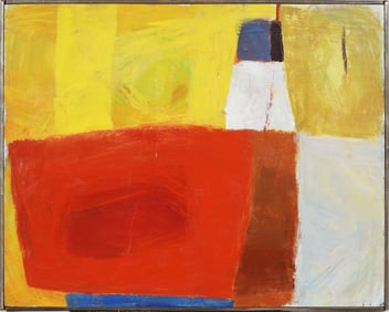 Vintage American Abstract Expressionist MCM Framed Modernist Oil Painting $9000 Exhibition Tag!