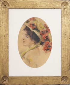 Circle of Jessie Willcox Smith (1863 - 1935) Antique Art Nouveau Woman Portrait Framed Painting