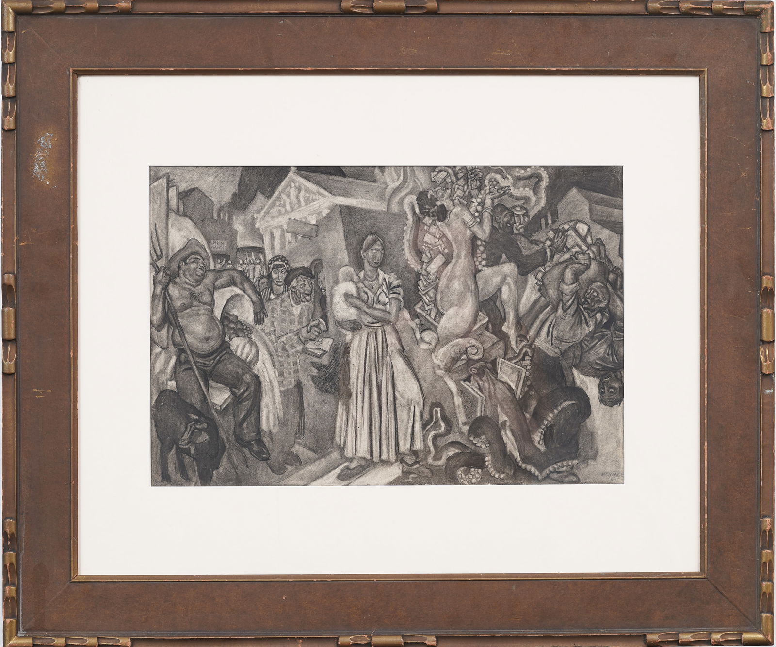 Eugene Savage (1883-1978) IMPORTANT Original WPA Drawing 1940 "Receiver of Taxes" Mural Study (1 of 7)